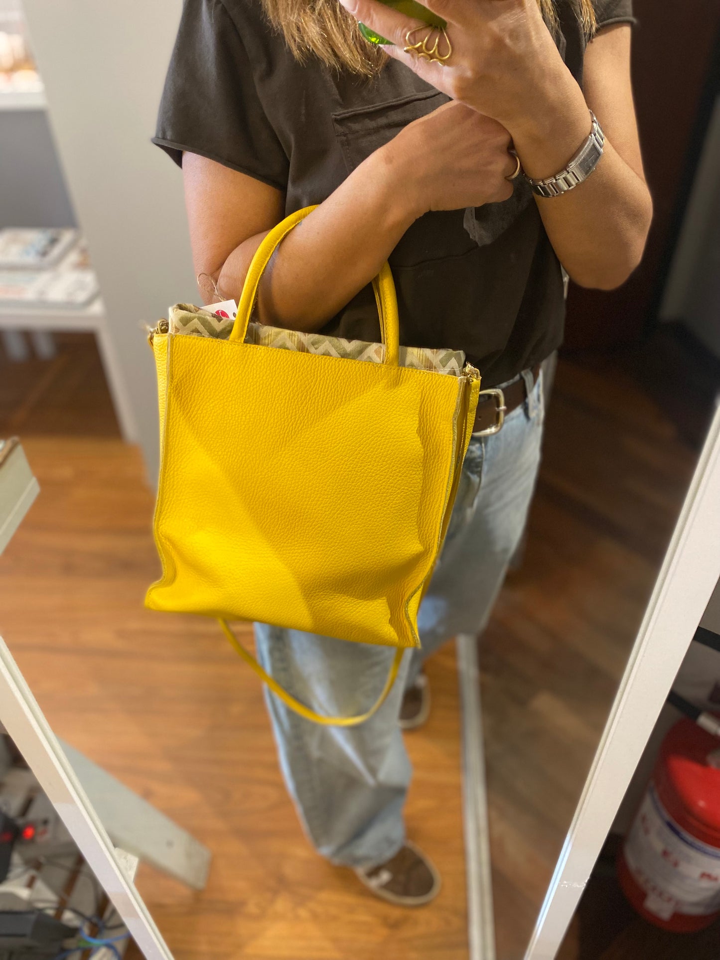 Shopper in pelle gialla
