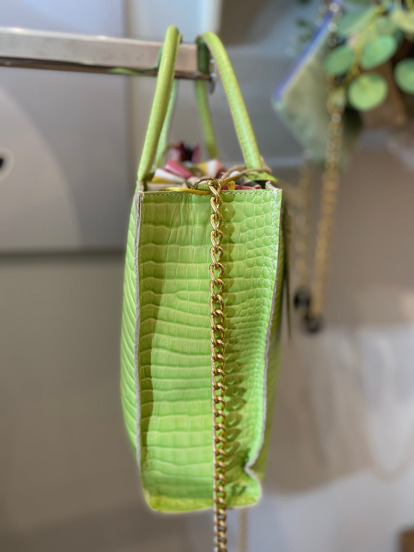 Shopper in pelle verde