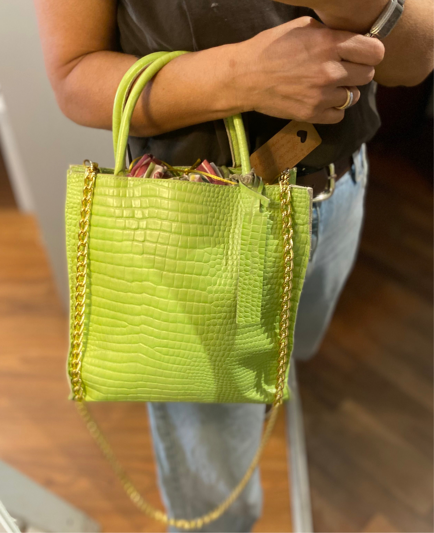 Shopper in pelle verde