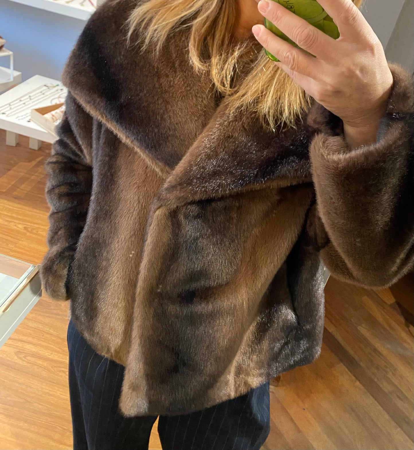 Giacca ecopelliccia doppiopetto