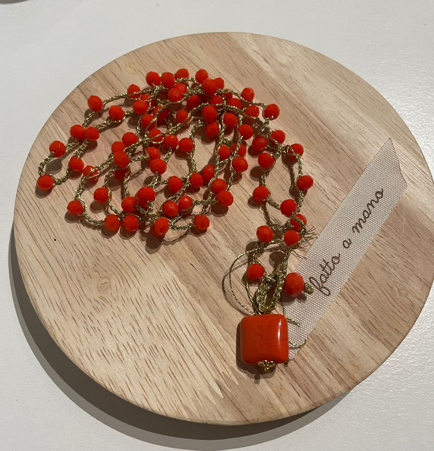 Collana lunga cristalli arancione “Le Cristalline”