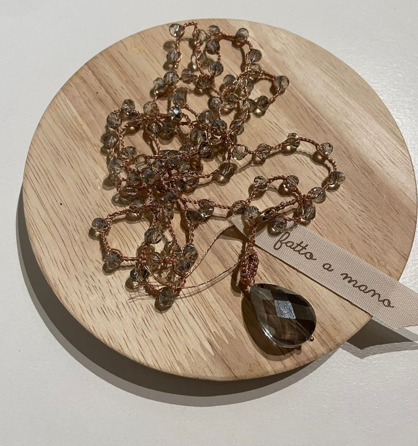 Collana lunga cristalli fume’ "Le Cristalline "