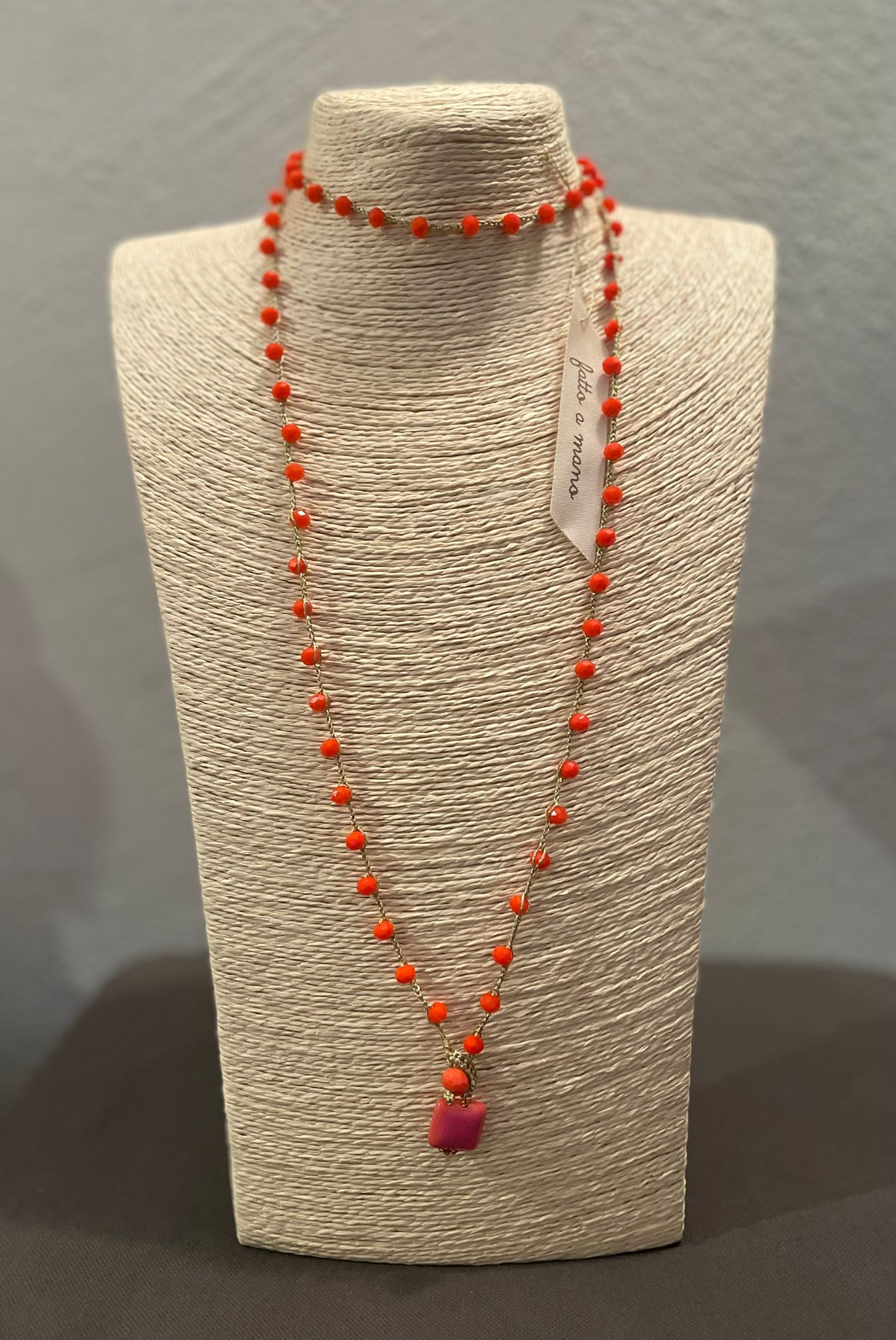 Collana lunga cristalli arancione “Le Cristalline”