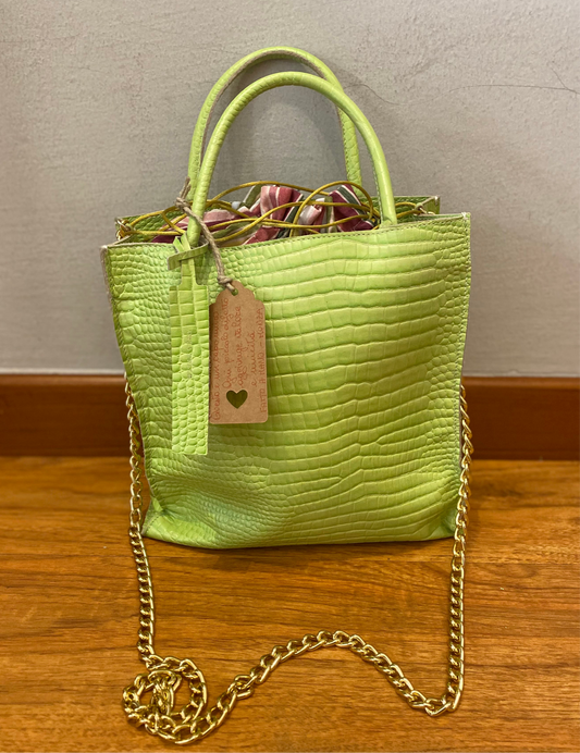 Shopper in pelle verde