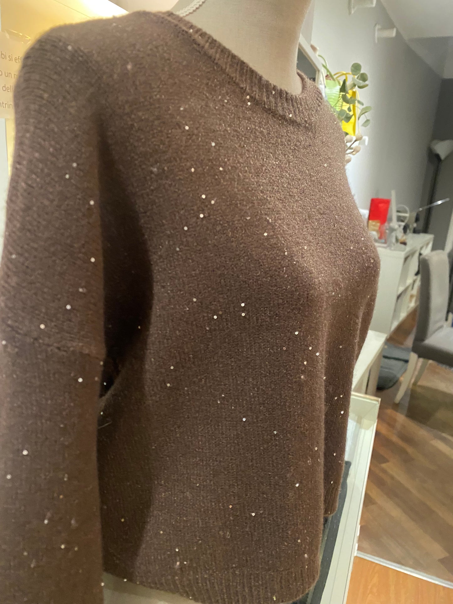Maglia girocollo micro paillettes