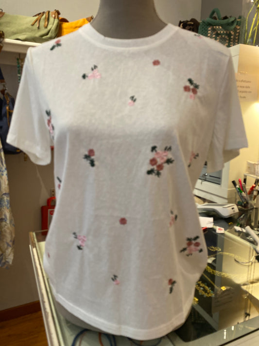 T-shirt cotone 100% con fiorellini ricamati🌸