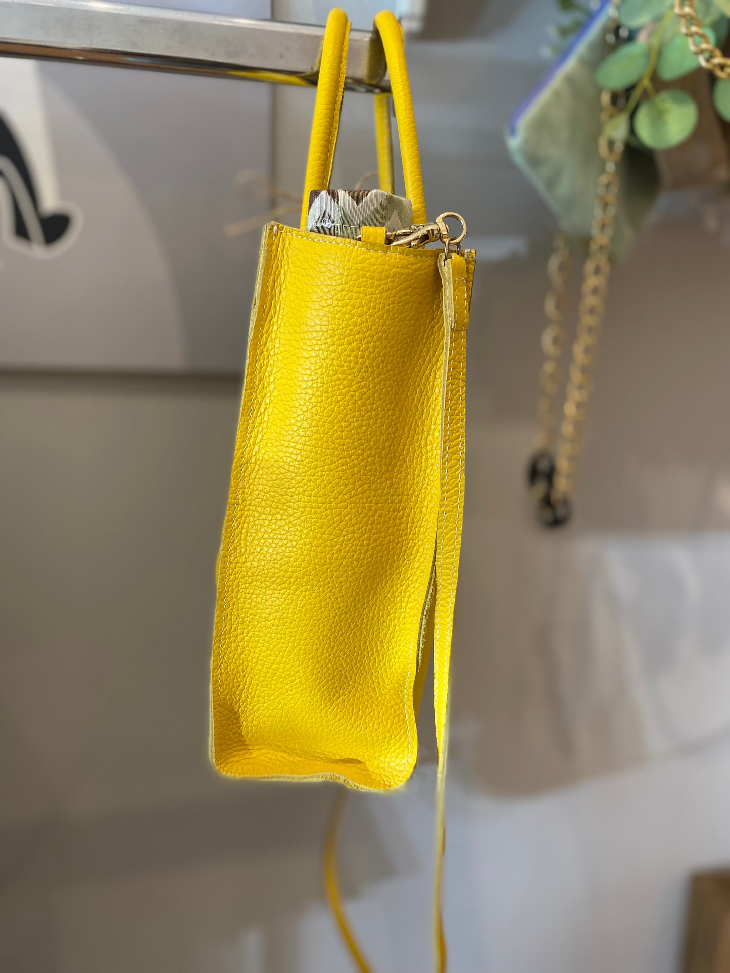 Shopper in pelle gialla