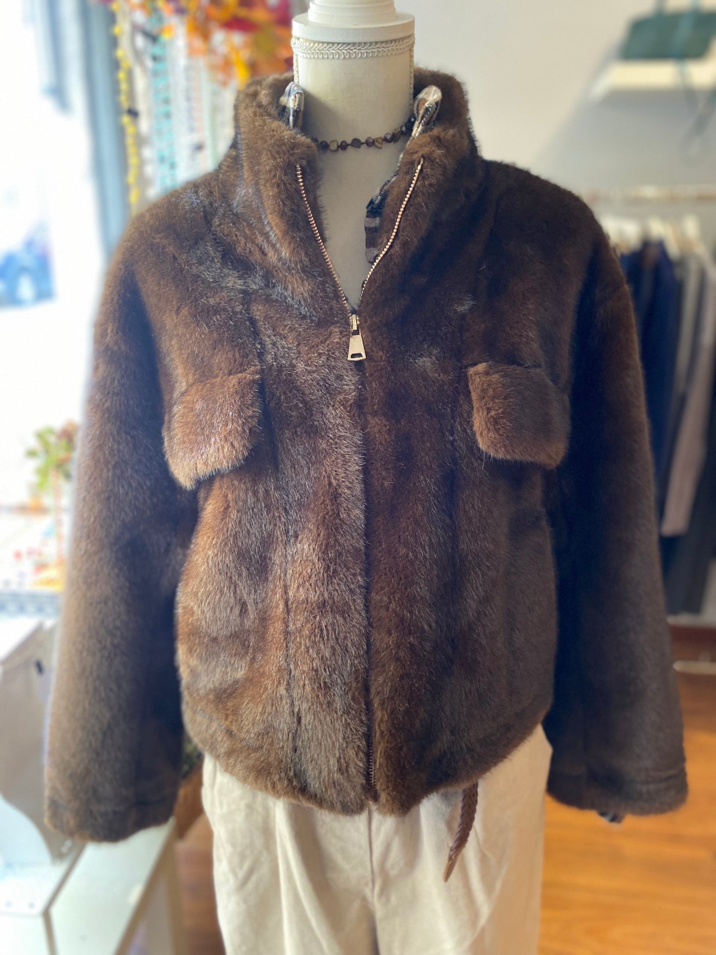 Giacca corta ecopelliccia