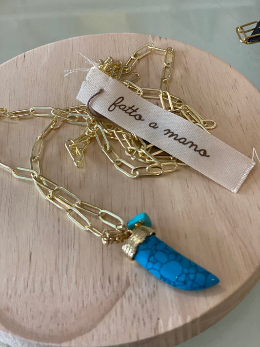 Collana catena lunga - corno piccolo pietra
