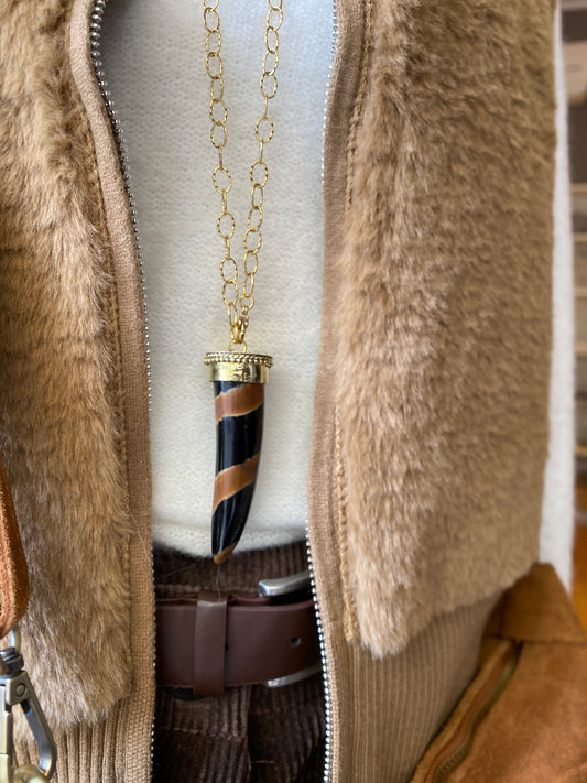 Collana lunga corno bicolore