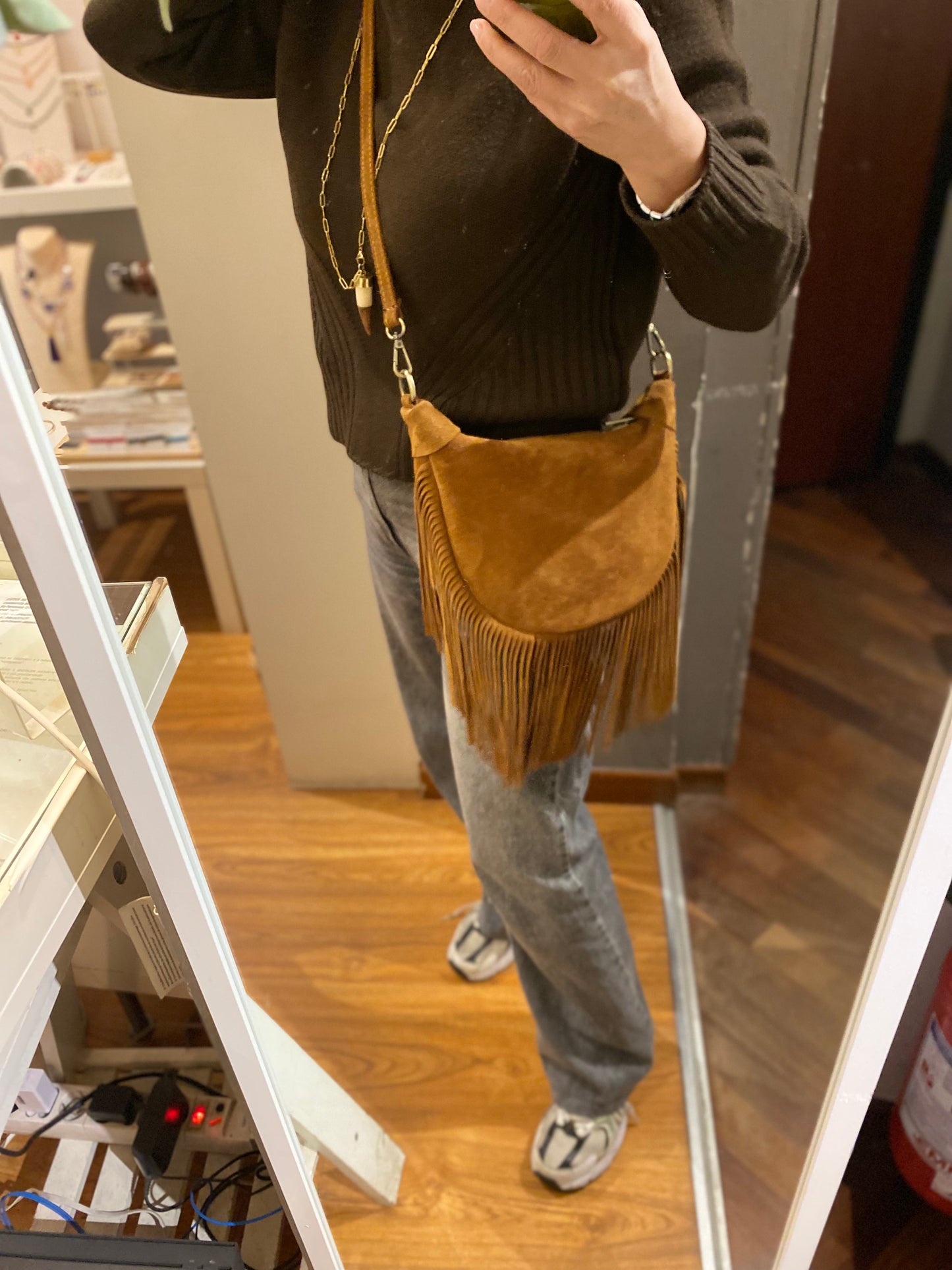 Borsa tracolla frange