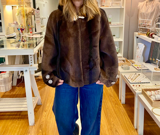 Giacca ecopelliccia brown