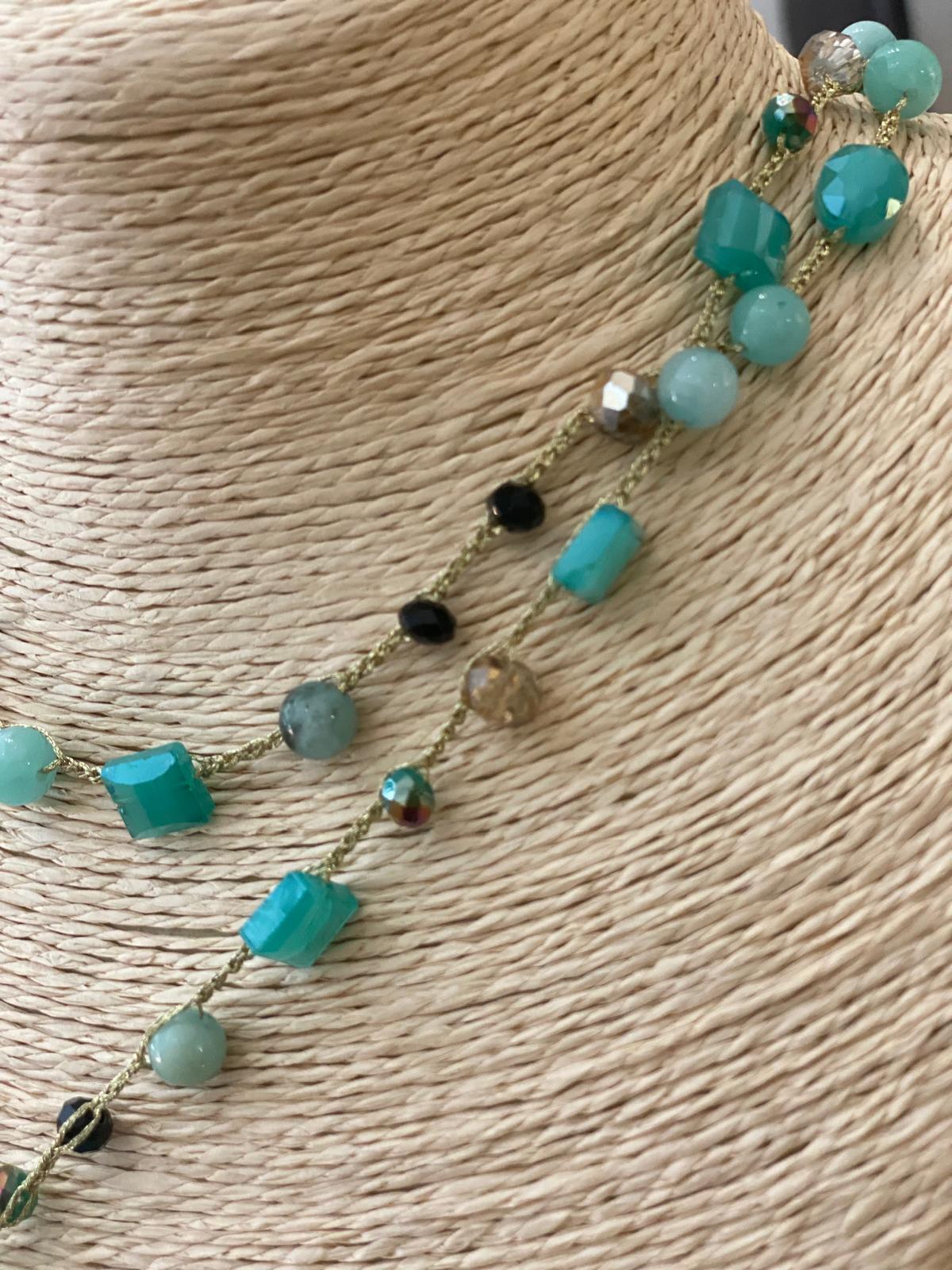 Collana lunga pietre dure e cristalli "Le Giravolte"