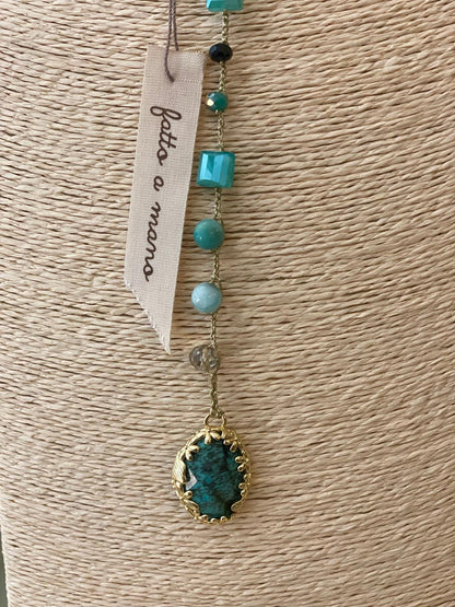 Collana lunga pietre dure e cristalli "Le Giravolte"