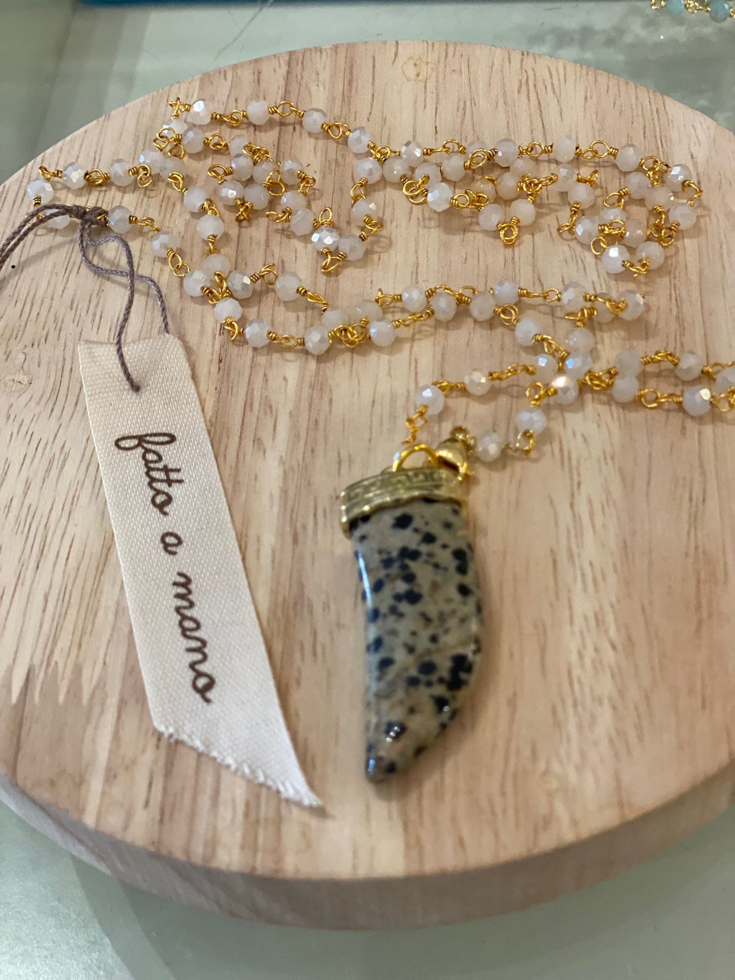 Collana lunga - Corno in pietra grande