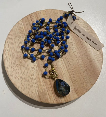 Collana lunga cristalli blu navy “Le Cristalline “