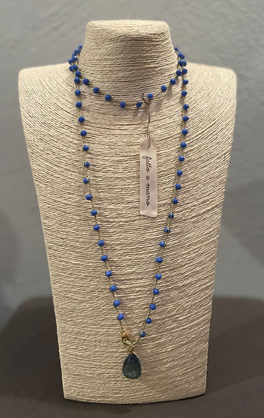 Collana lunga cristalli blu navy “Le Cristalline “