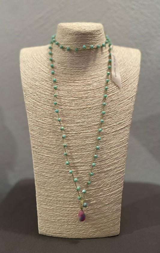 Collana lunga cristalli verde “Le Cristalline”