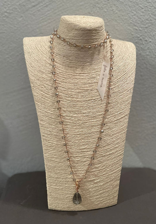 Collana lunga cristalli  fume’ "Le Cristalline "