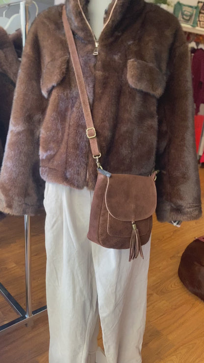 Giacca corta ecopelliccia